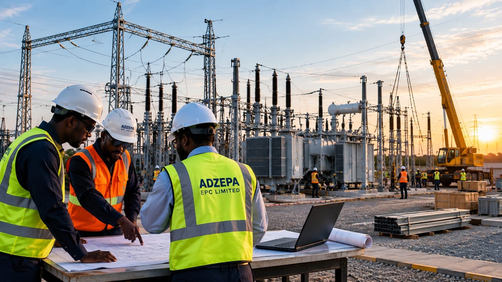 Engineers reviewing EPC project plans