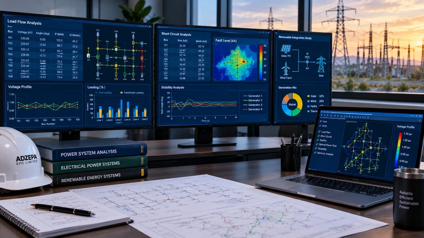 Power systems analysis at sunset